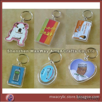 Elegant clear polished promotional acrylic key chain/ring/holder with your picture or ad